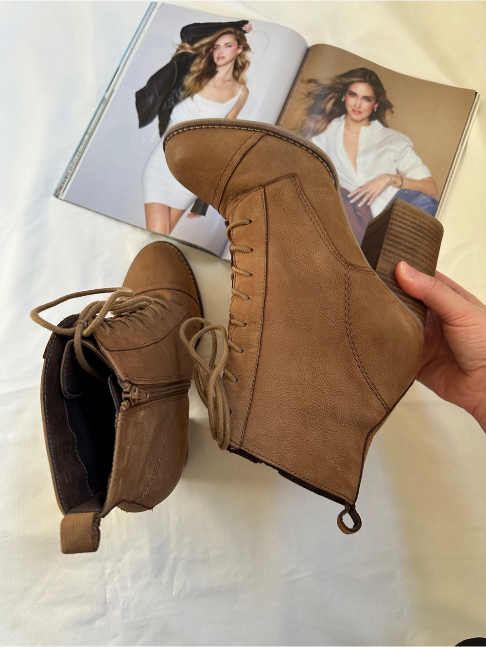 Aldo Brown Lace-Up Stacked Heel Ankle Boots - Picture 16 of 16